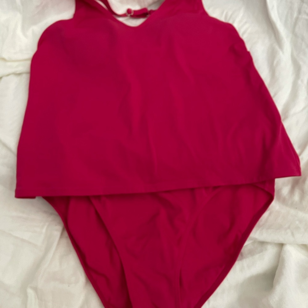 LLBean Deep Pink Tankini Top and Bikini Bottom